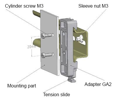 Top hat rail adapter GA 2 - M3