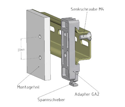 Hutschienenadapter GA 2 - M4