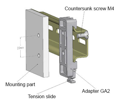 Top hat rail adapter GA 2 - M4